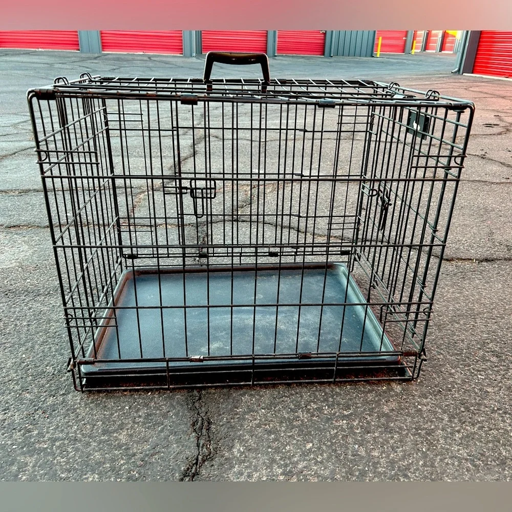 Collapsible Small Pet Cage, w/ Double Cage Door, Bottom Tray, and Handle